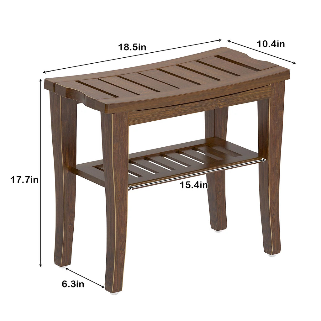 Coffee Bamboo Bathroom Bench W2627